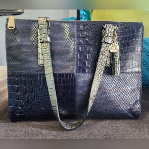 Brahmin Tote Fair Condition Ink & Silver